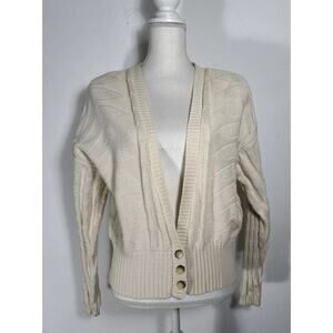 Evan Picone Vintage Cardigan V Neck Sweater Size Medium Shoulder Pads